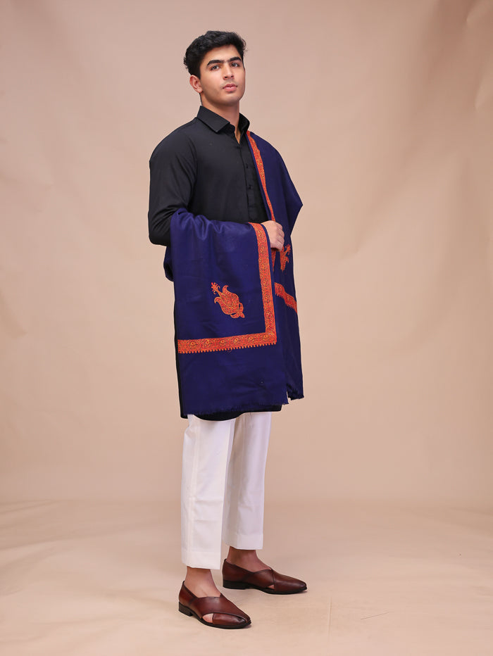 Men's Kashmiri Embroidered Wool Shawl