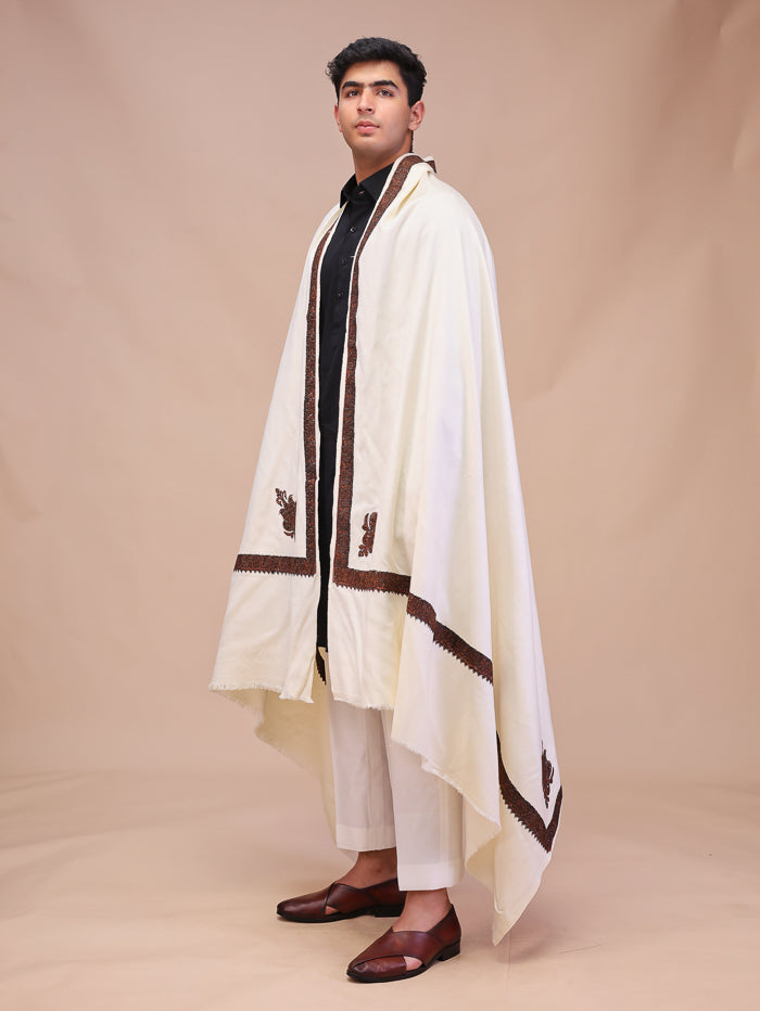 Men's Kashmiri Embroidered Wool Shawl