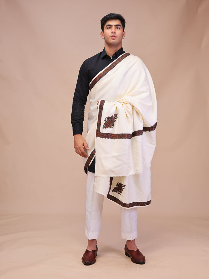 Men's Kashmiri Embroidered Wool Shawl