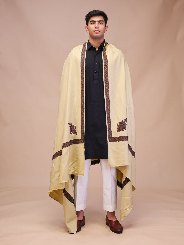 Men's Kashmiri Embroidered Wool Shawl