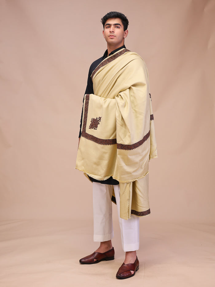 Men's Kashmiri Embroidered Wool Shawl