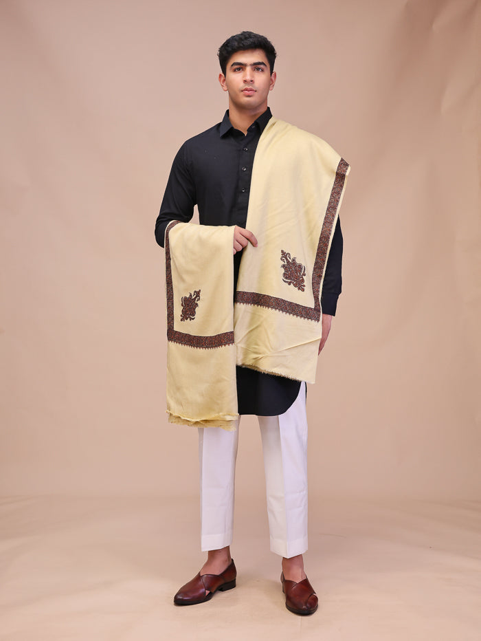 Men's Kashmiri Embroidered Wool Shawl