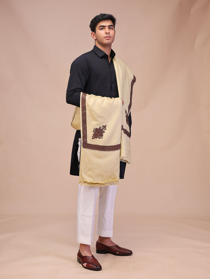 Men's Kashmiri Embroidered Wool Shawl