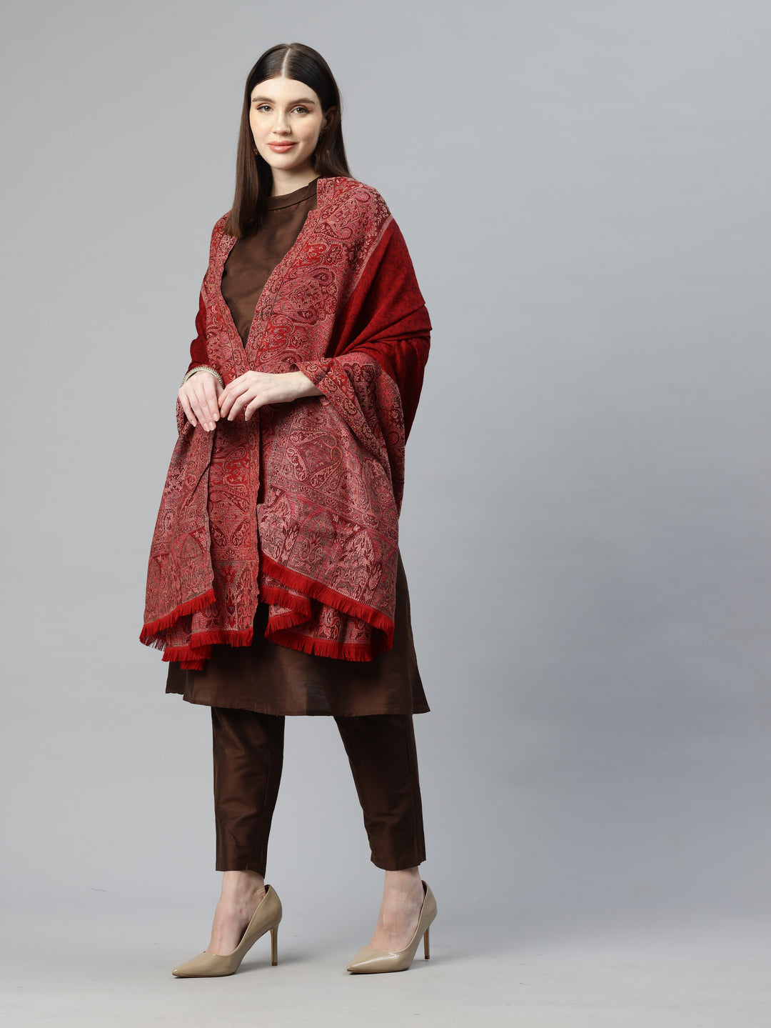Women's Pure Wool Jamawar Embroidery Shawl