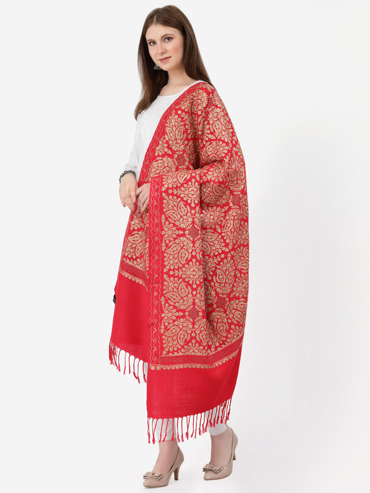 महिलाओं के लिए सिल्की आरी कढ़ाई और स्टोन वर्क ऊनी शॉल