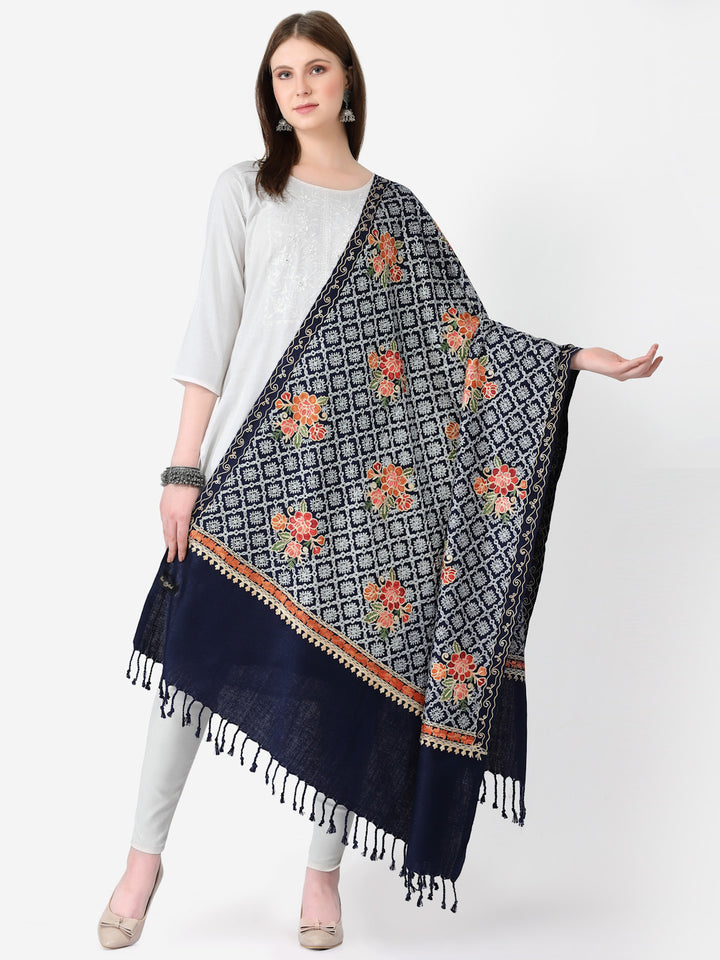 Women's Aari Embroidery Wool Shawl