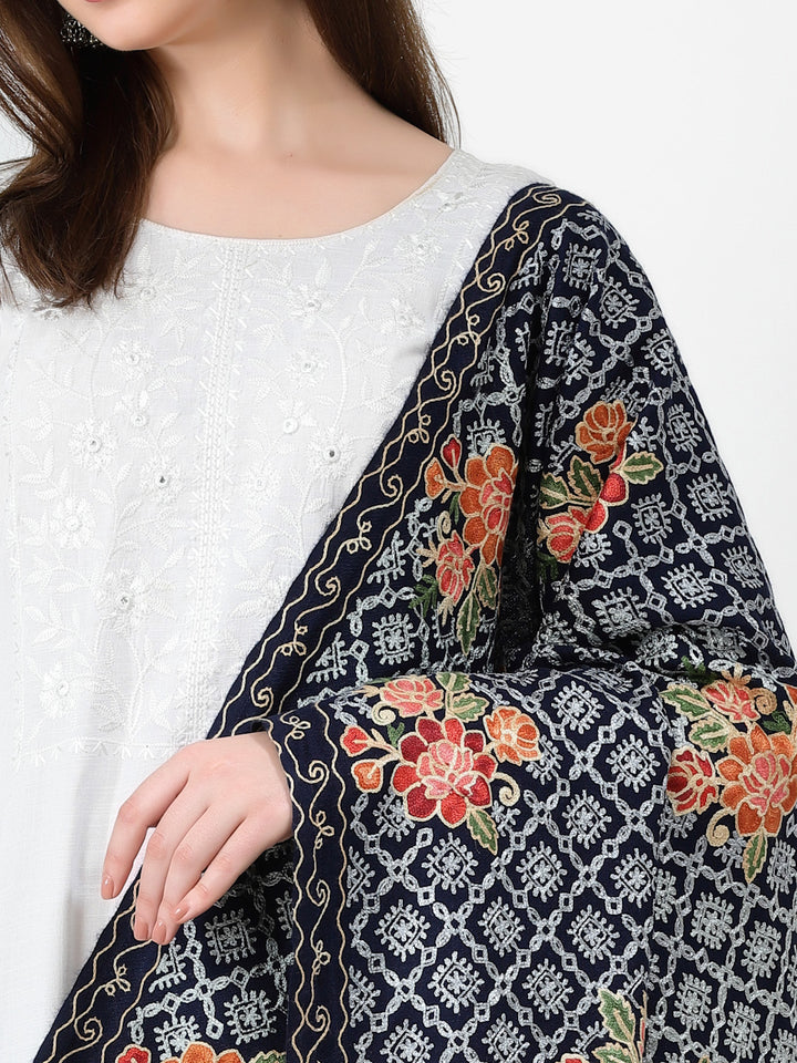 Women's Aari Embroidery Wool Shawl