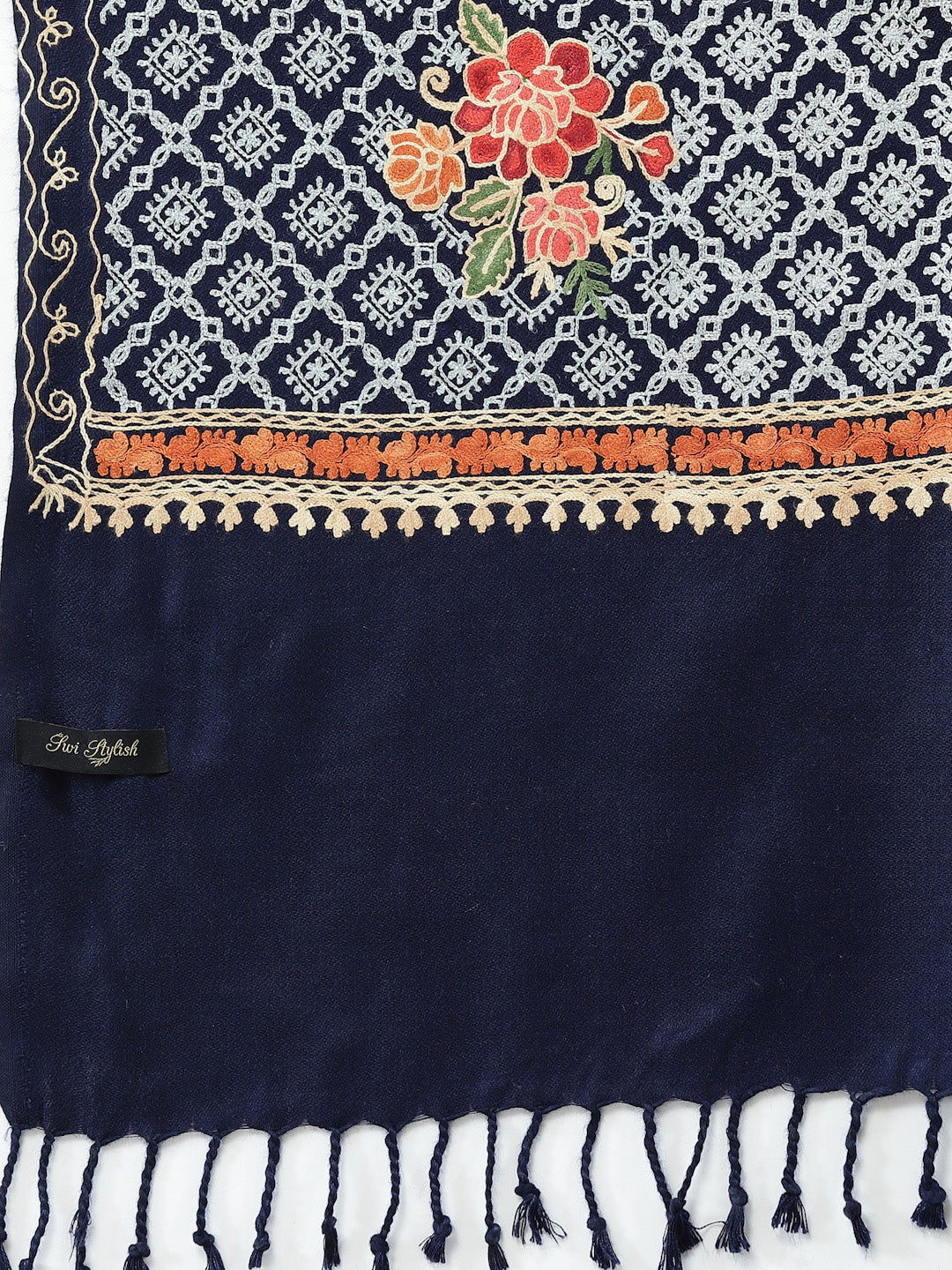 Women's Aari Embroidery Wool Shawl