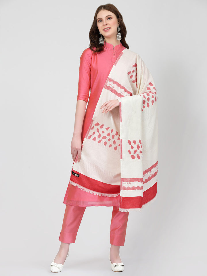 Women's White Pure Cotton Wool Shawl