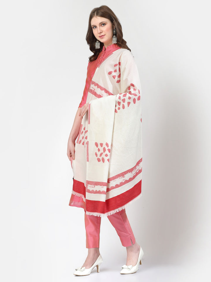 Women's White Pure Cotton Wool Shawl