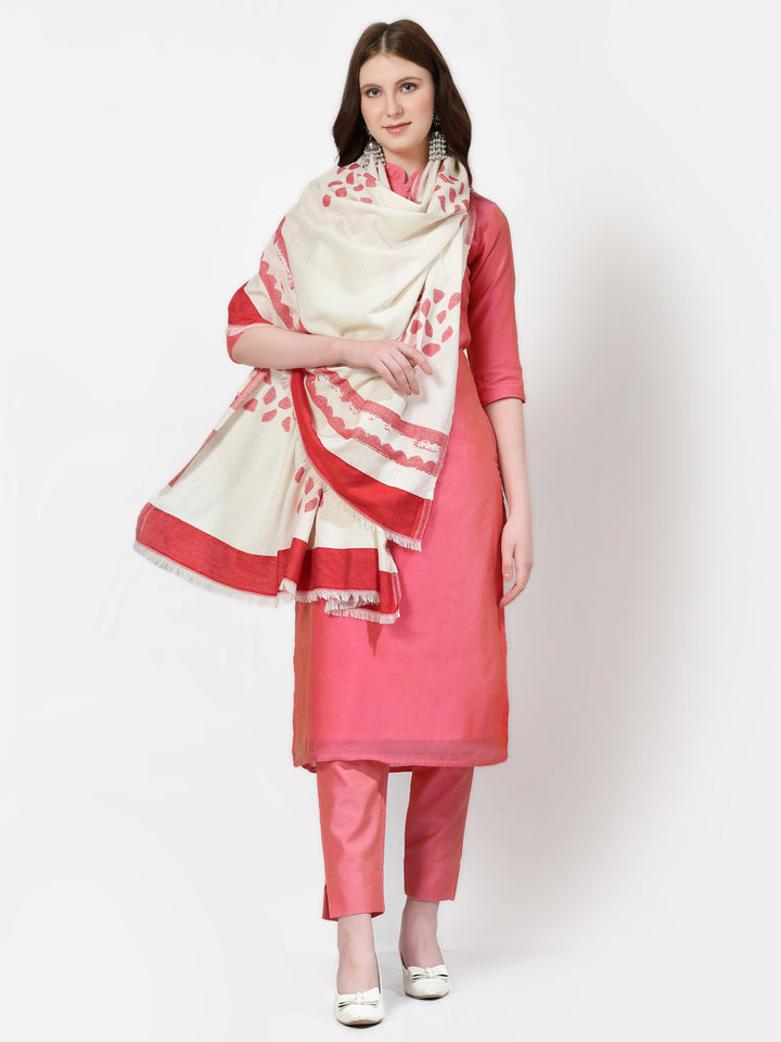 Women's White Pure Cotton Wool Shawl