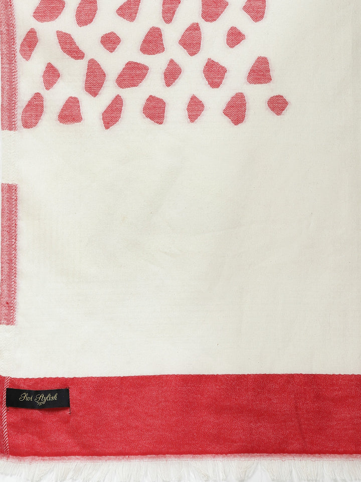 Women's White Pure Cotton Wool Shawl