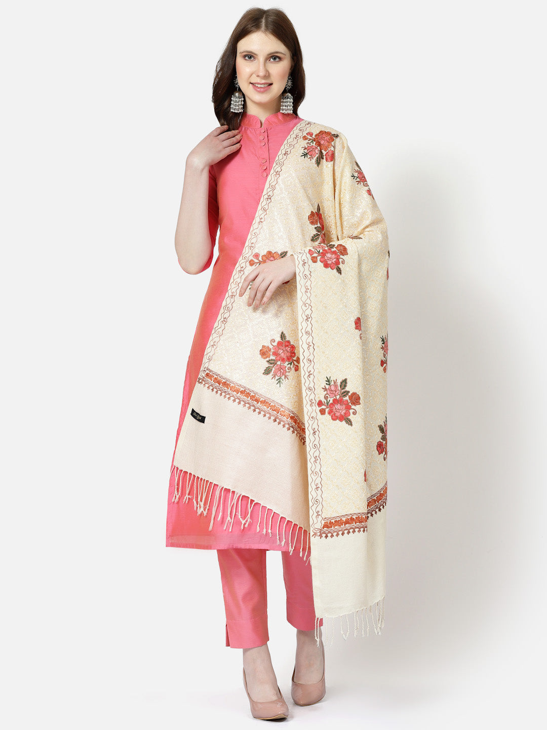 Women's Aari Embroidery Wool Shawl