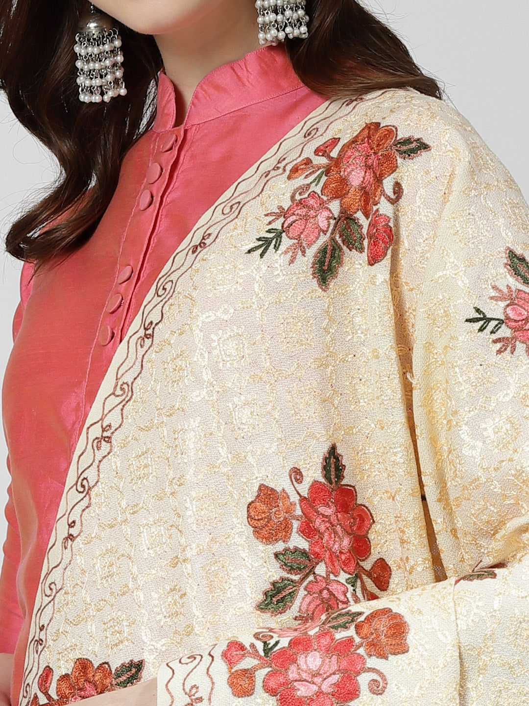 Women's Aari Embroidery Wool Shawl