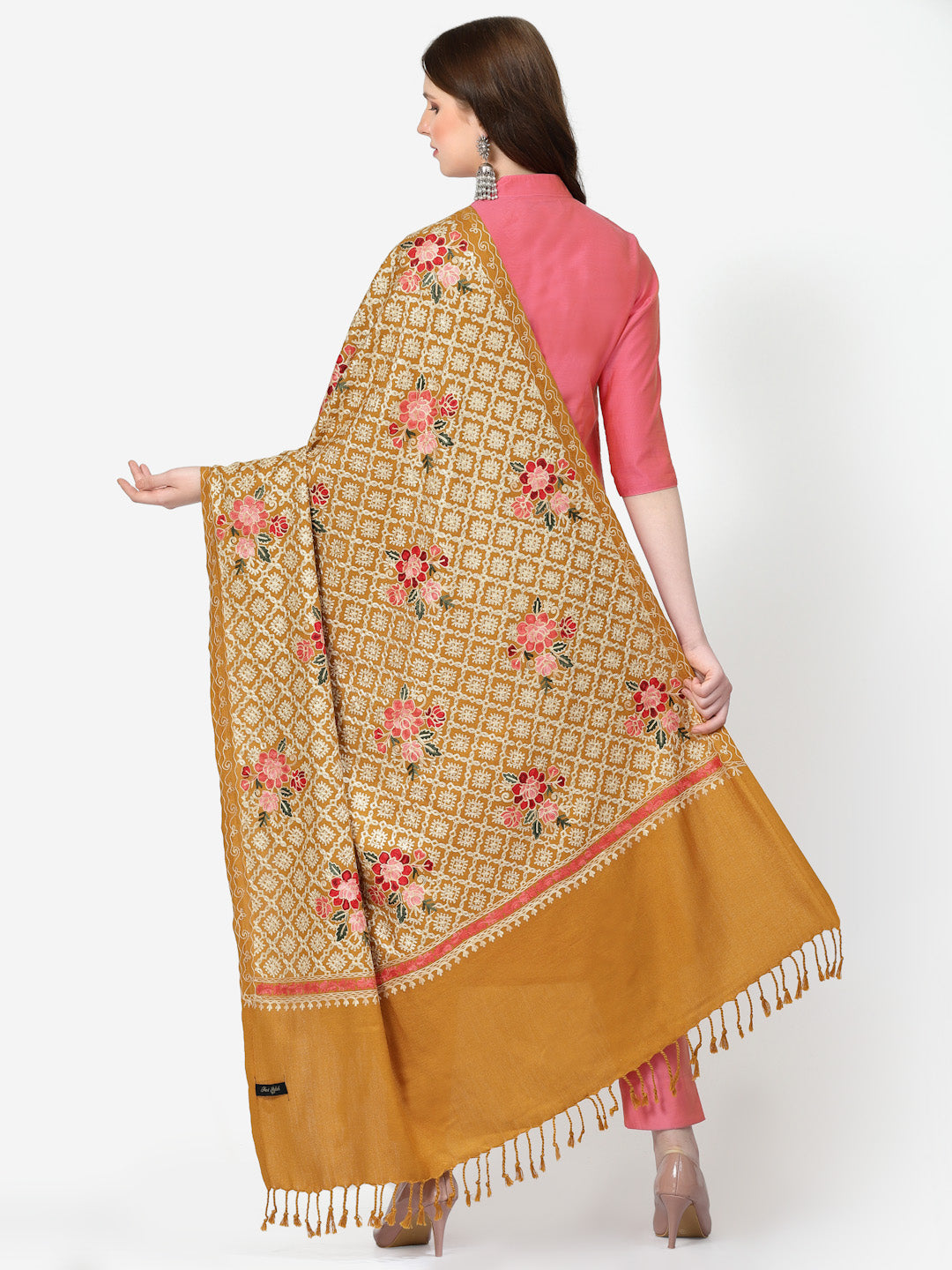 Women's Aari Embroidery Wool Shawl
