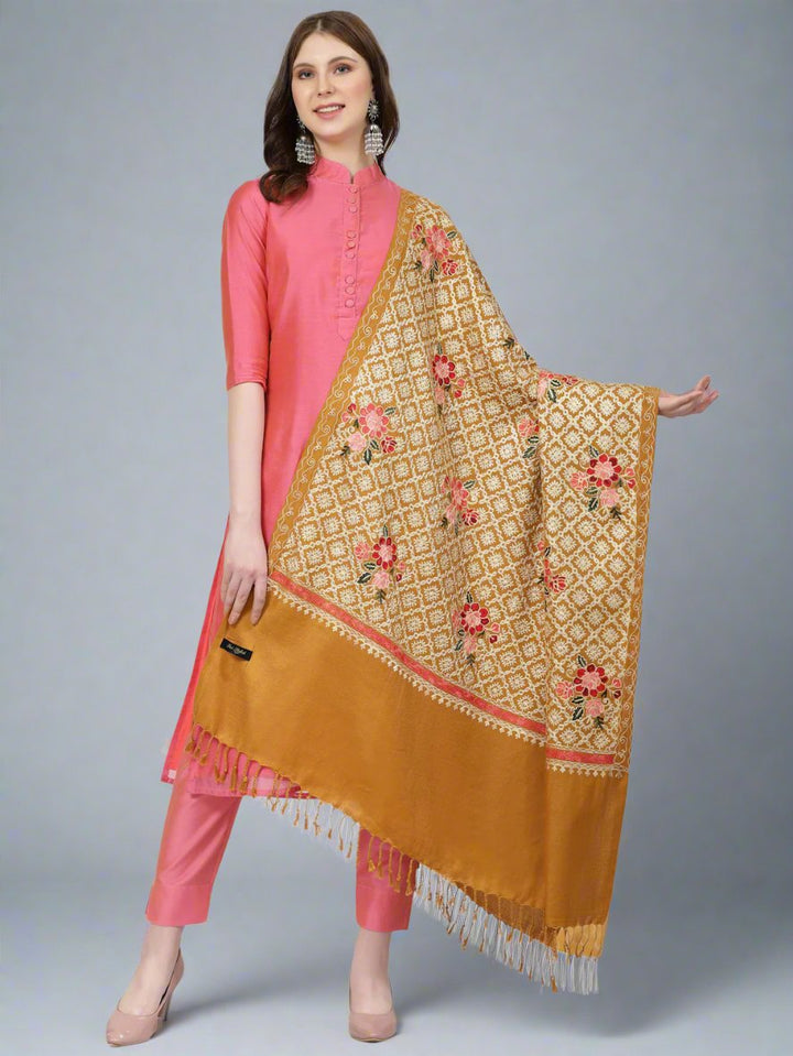Women's Aari Embroidery Wool Shawl