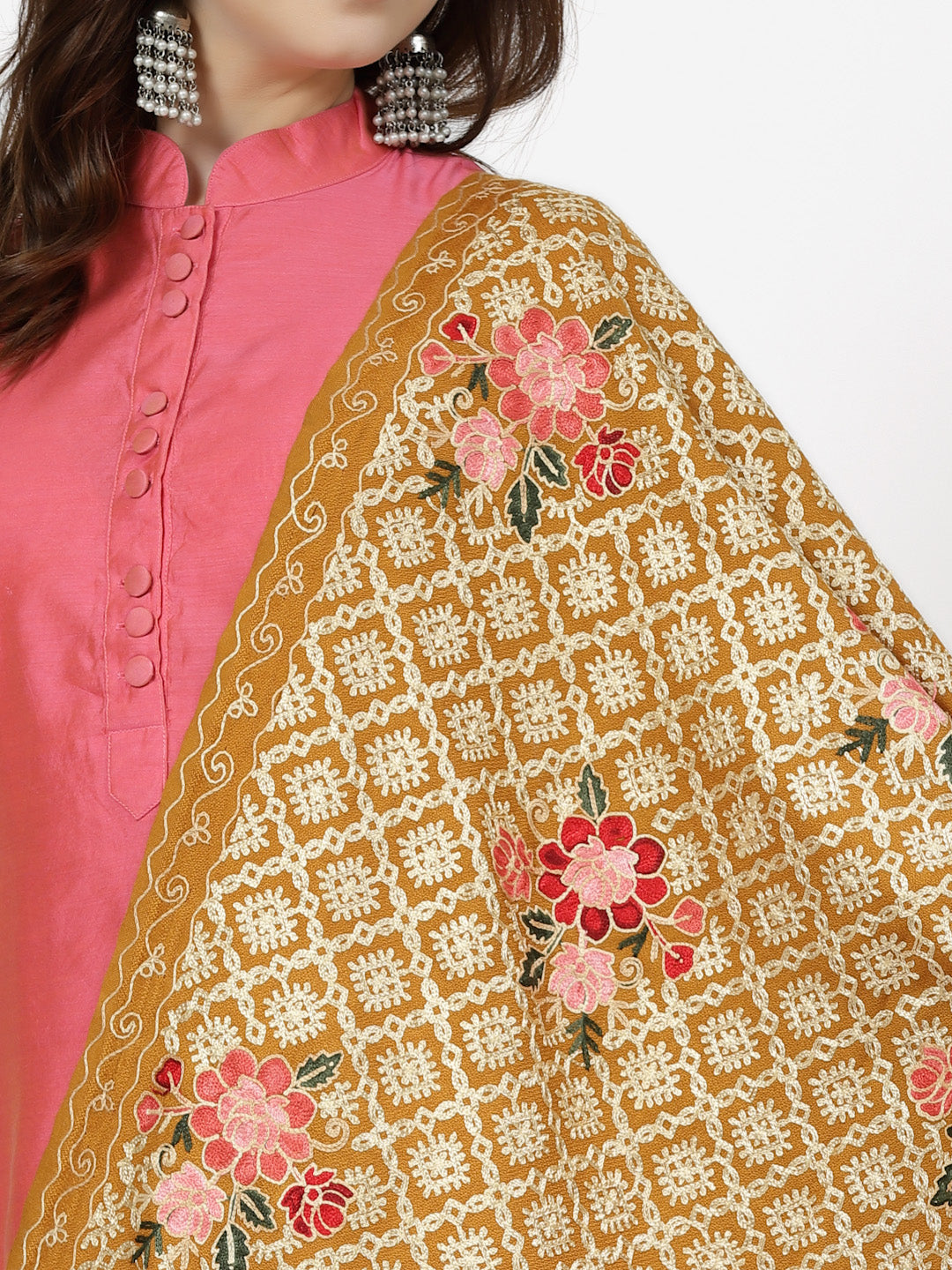 Women's Aari Embroidery Wool Shawl
