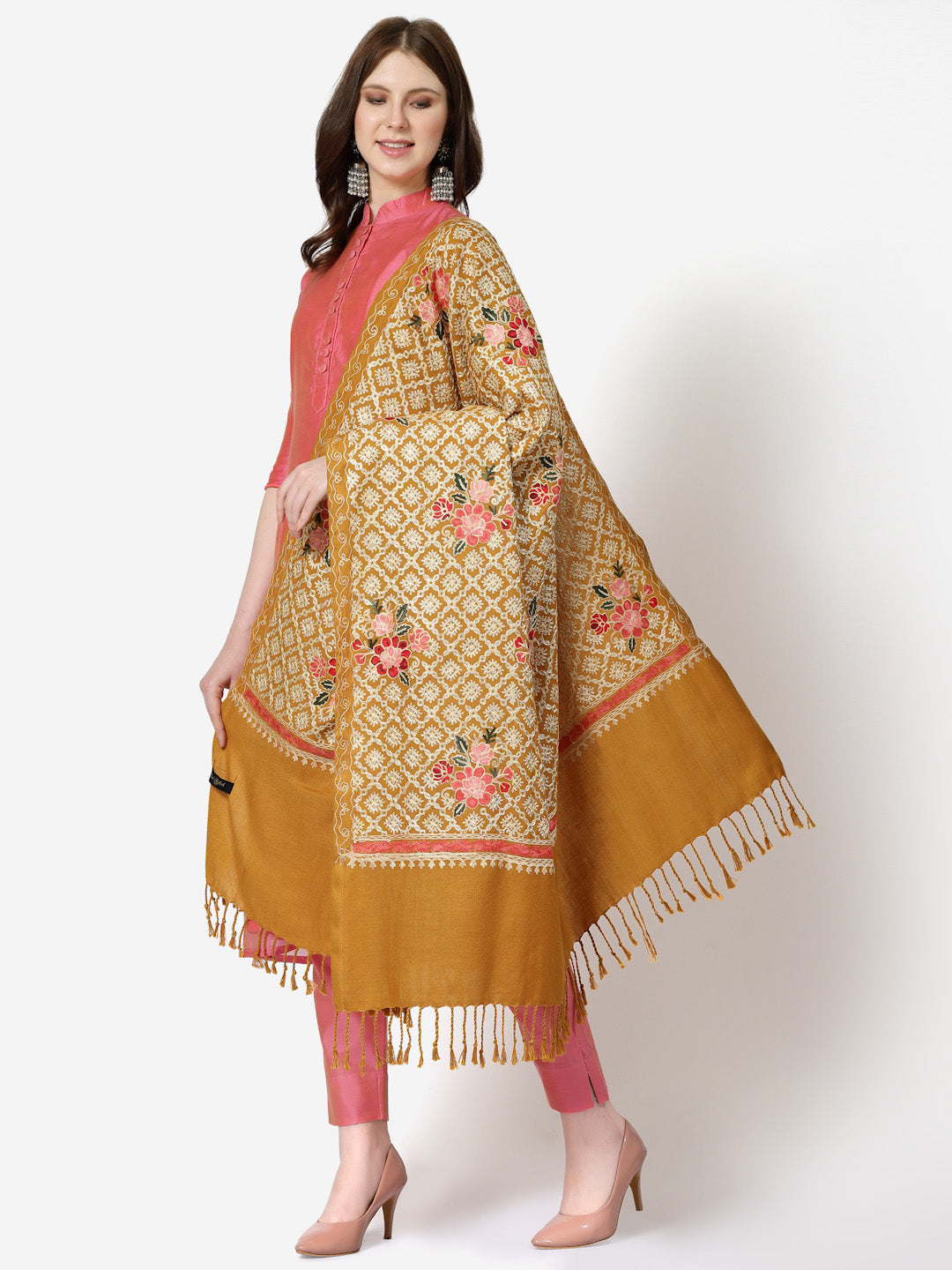 Women's Aari Embroidery Wool Shawl