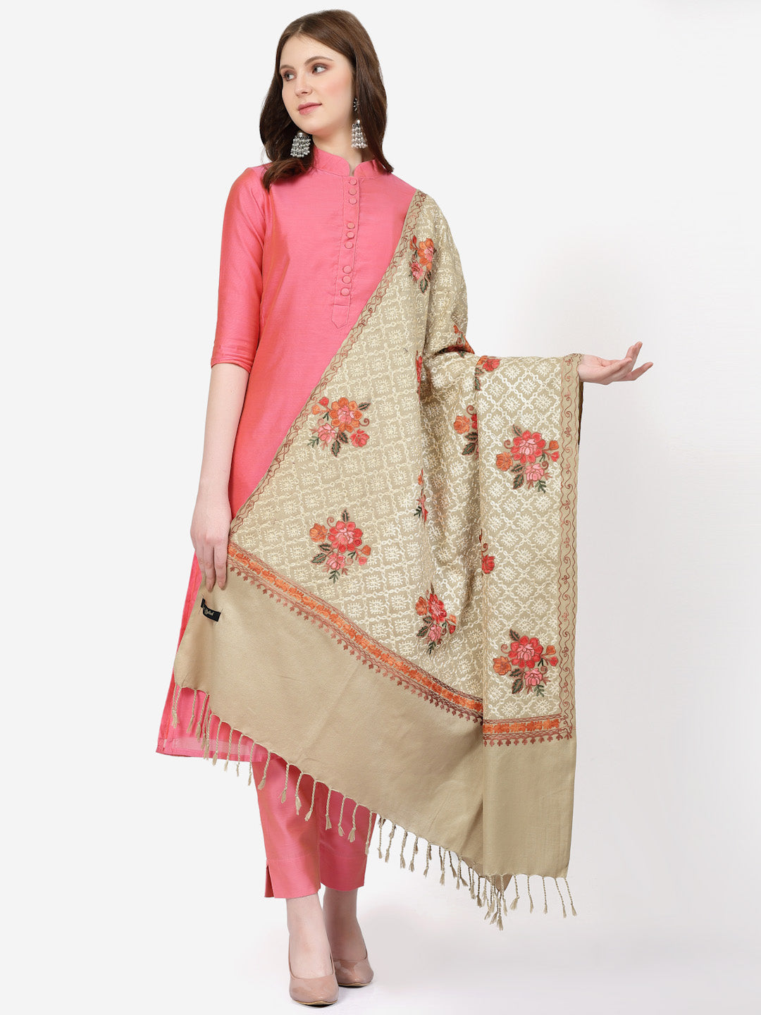Women's Aari Embroidery Wool Shawl