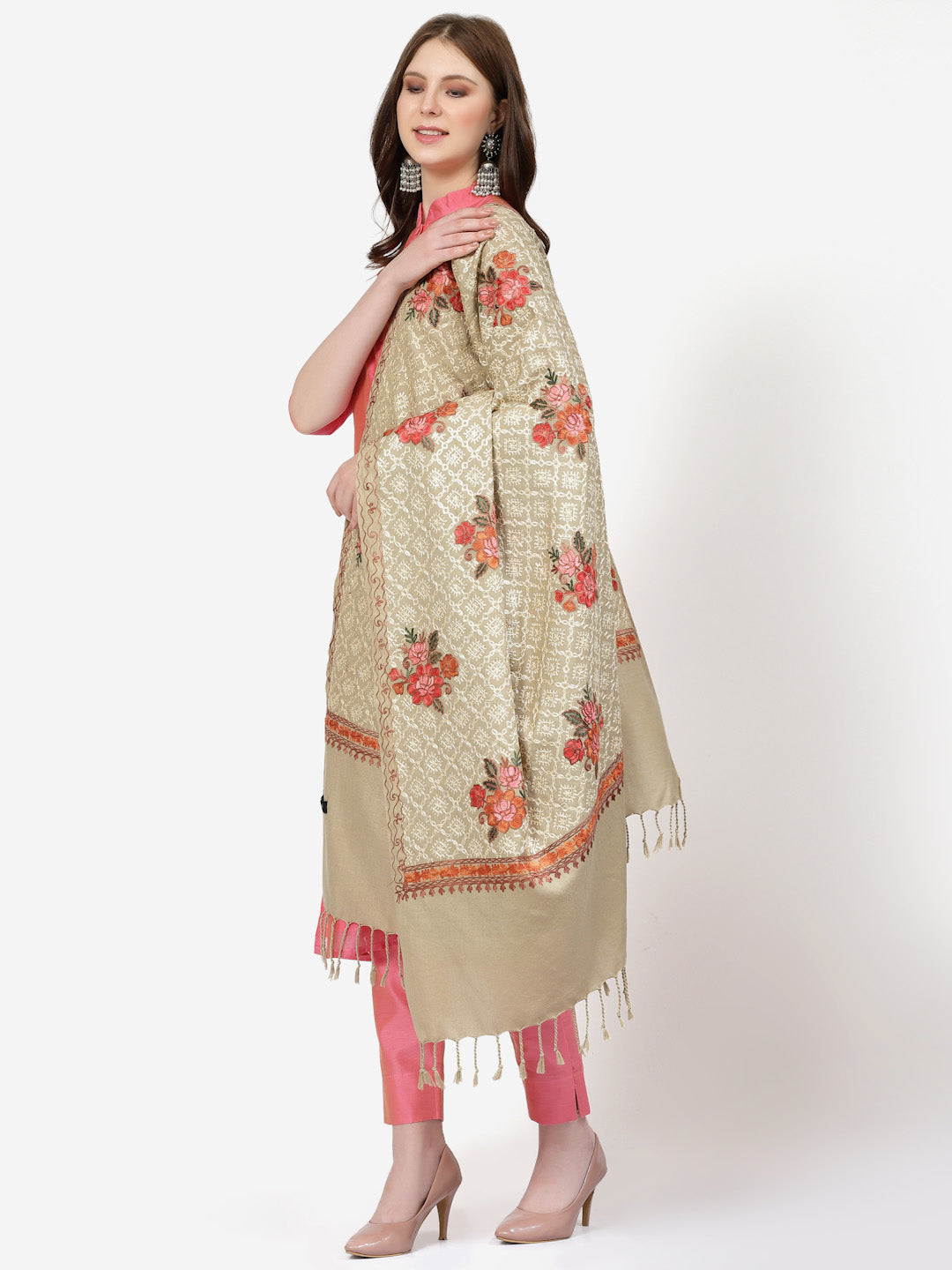 Women's Aari Embroidery Wool Shawl
