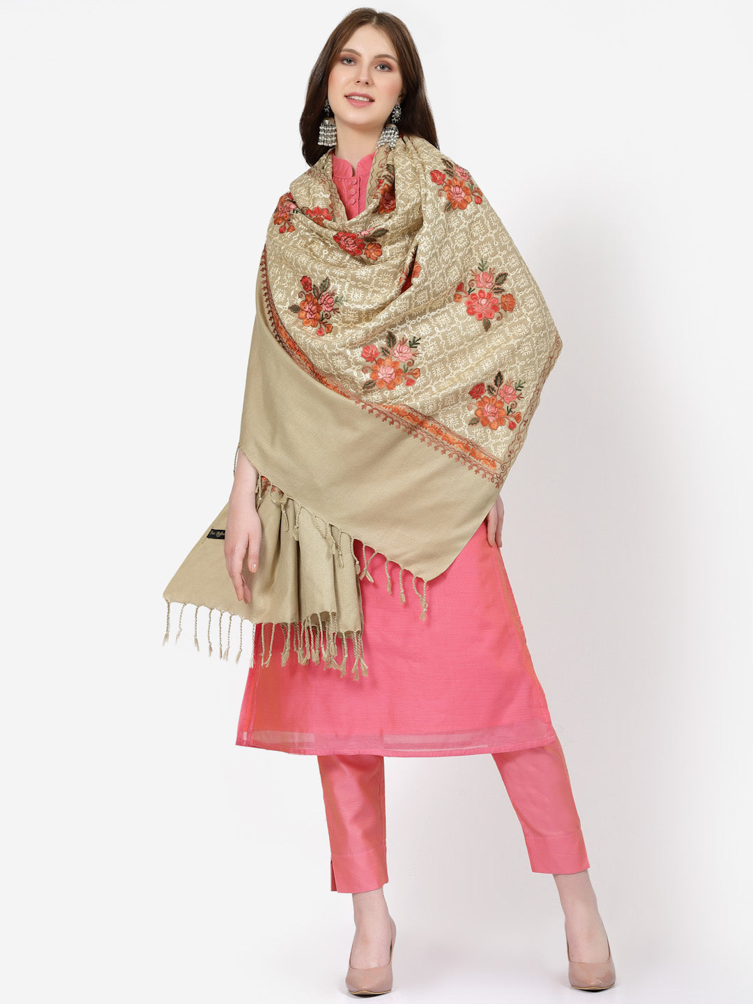 Women's Aari Embroidery Wool Shawl