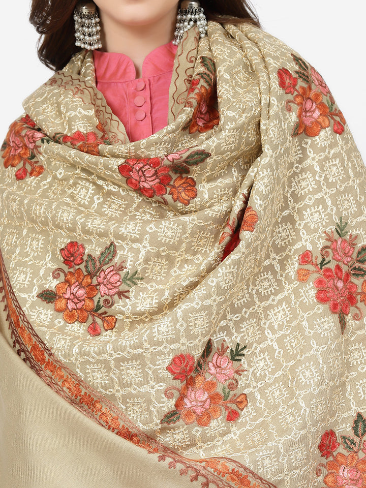 Women's Aari Embroidery Wool Shawl
