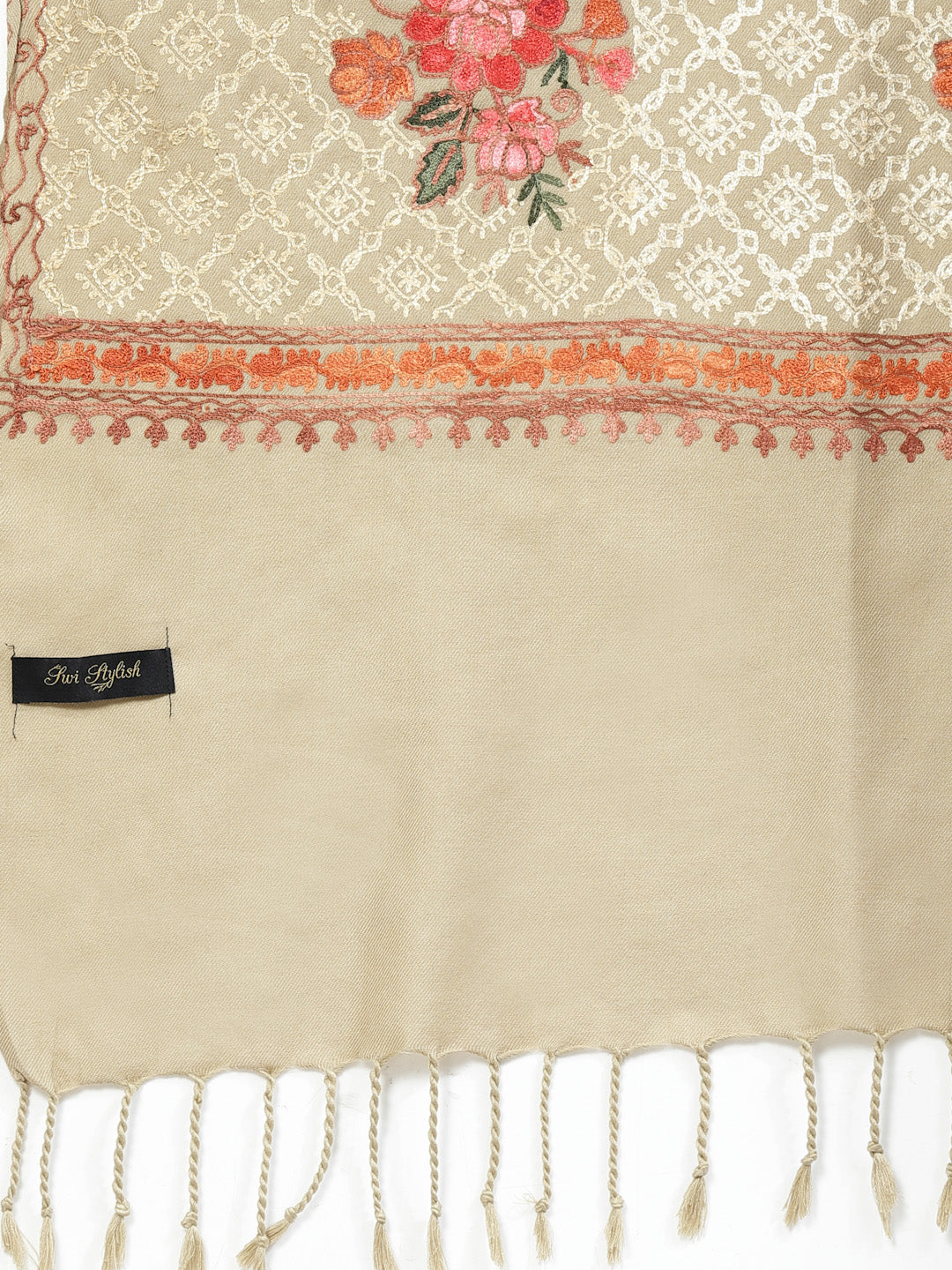 Women's Aari Embroidery Wool Shawl