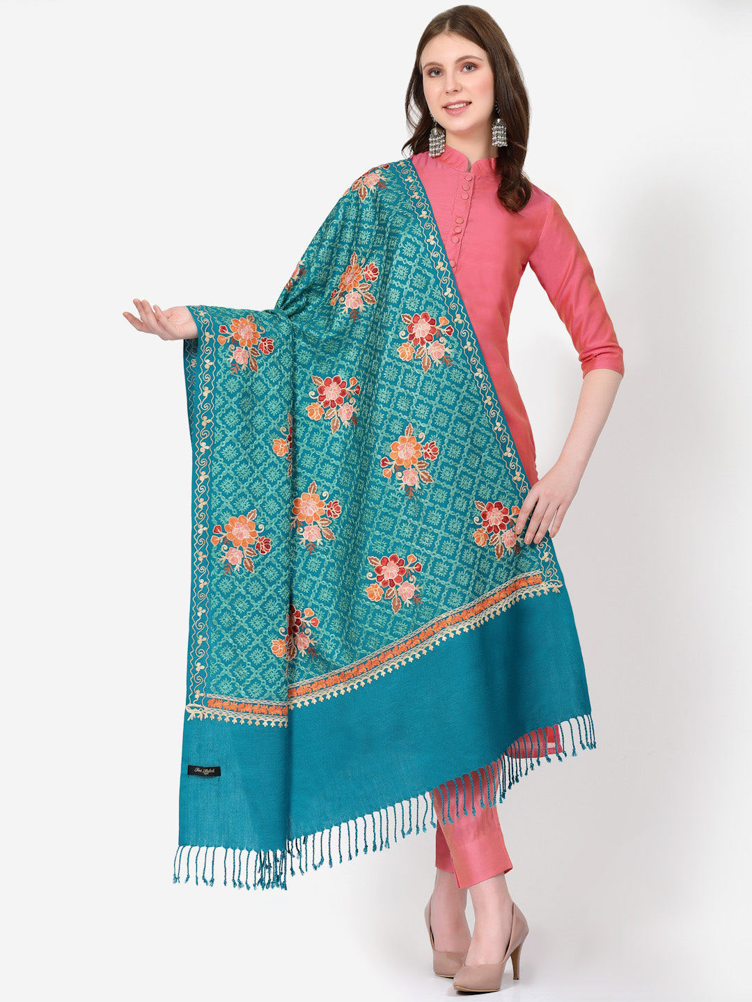 Women's Aari Embroidery Wool Shawl