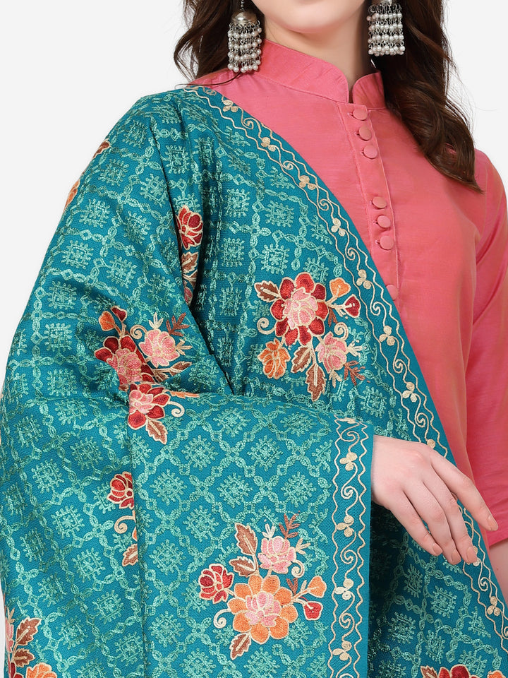 Women's Aari Embroidery Wool Shawl