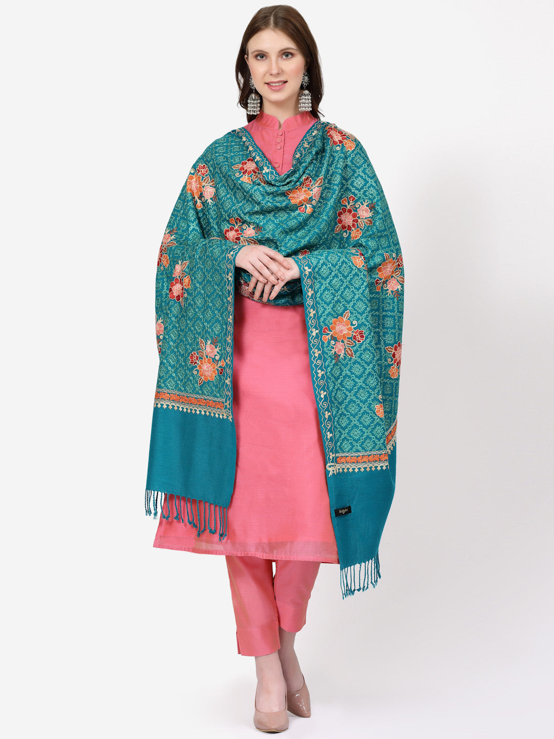 Women's Aari Embroidery Wool Shawl
