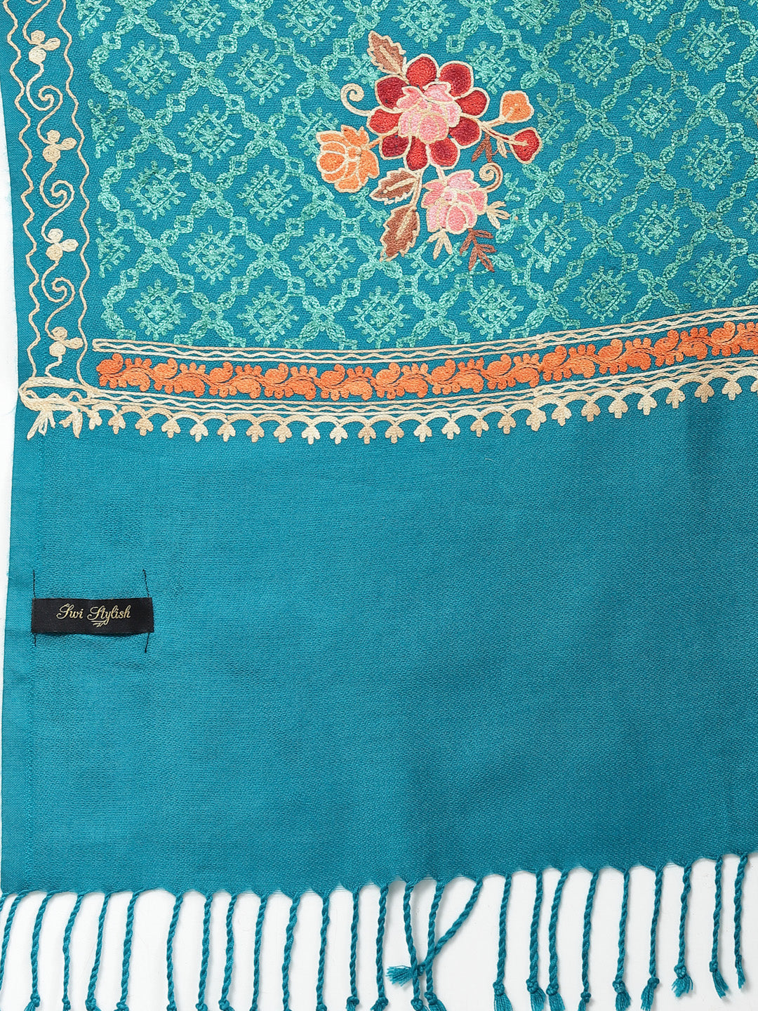 Women's Aari Embroidery Wool Shawl