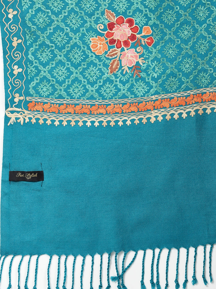 Women's Aari Embroidery Wool Shawl