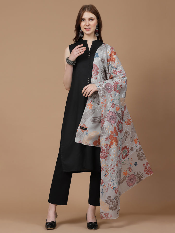 Women's Floral Printed Aari Embroidery Kalamkari Wool Shawl