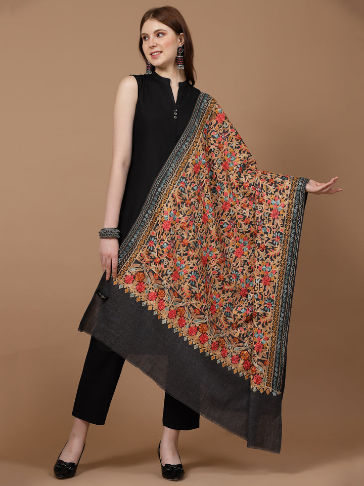 Women's Aari Embroidery Wool Shawl