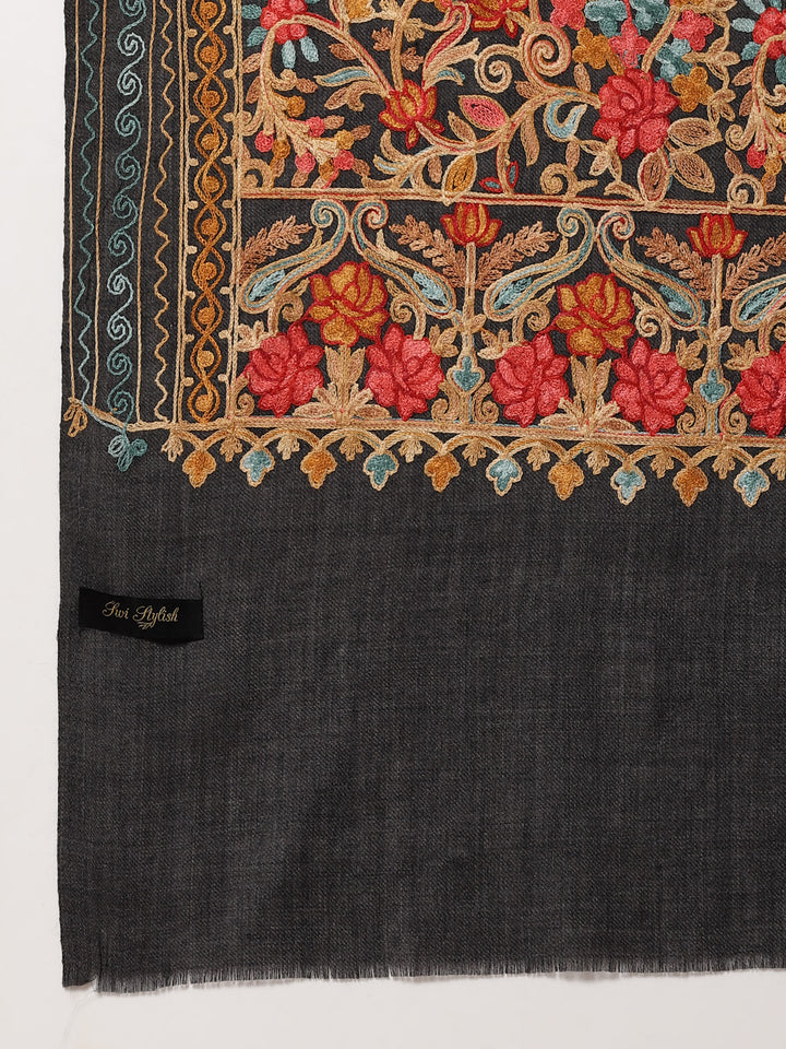 Women's Aari Embroidery Wool Shawl
