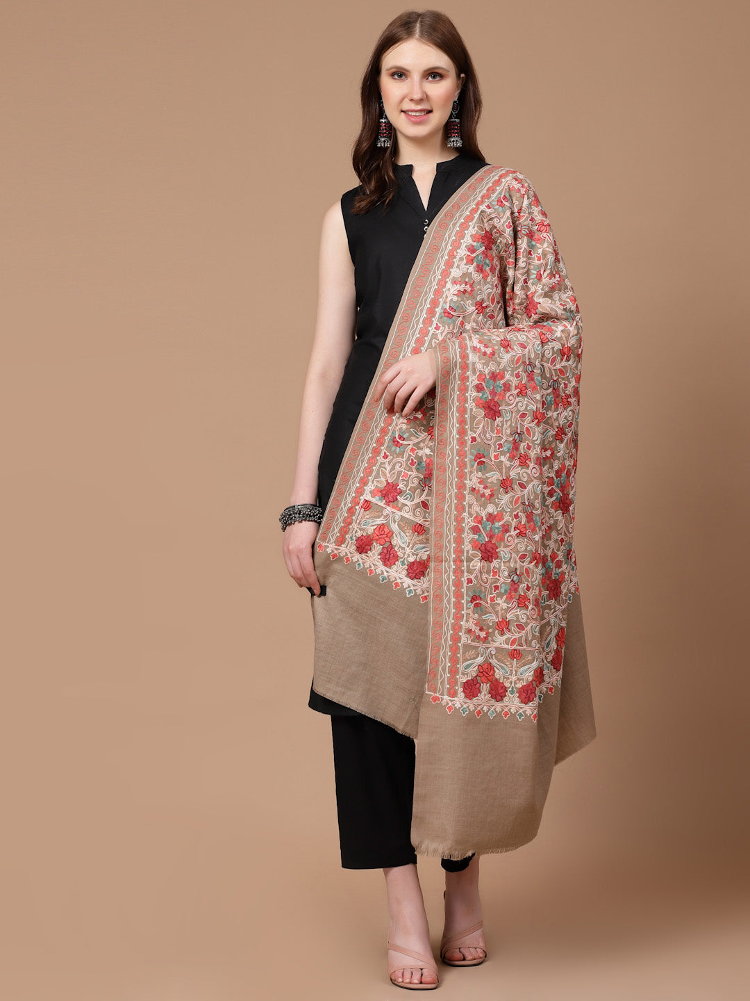 Women's Aari Embroidery Wool Shawl