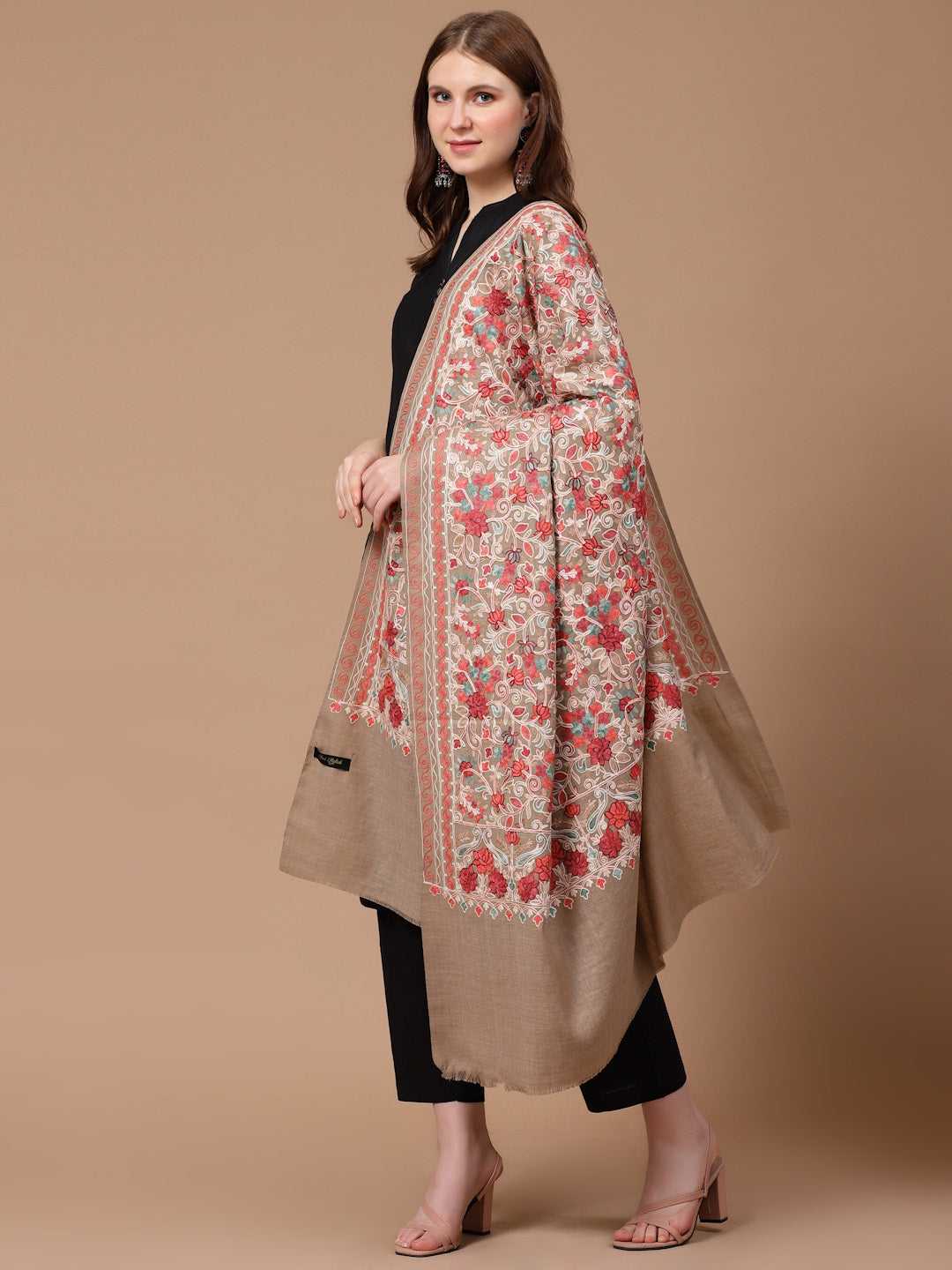 Women's Aari Embroidery Wool Shawl