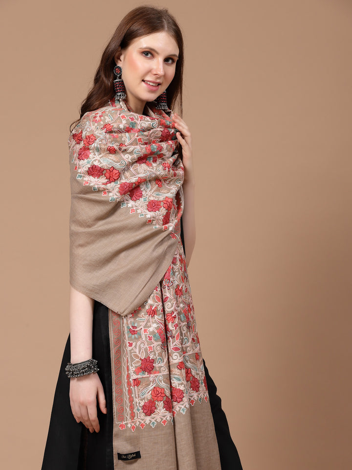 Women's Aari Embroidery Wool Shawl