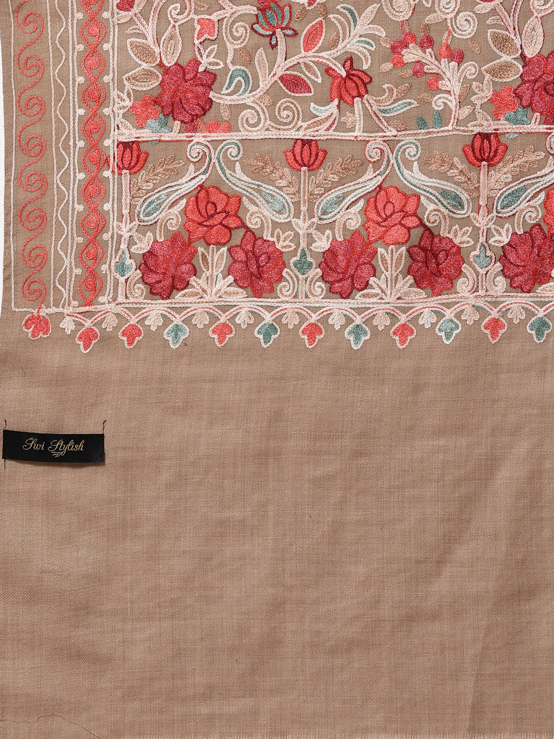 Women's Aari Embroidery Wool Shawl