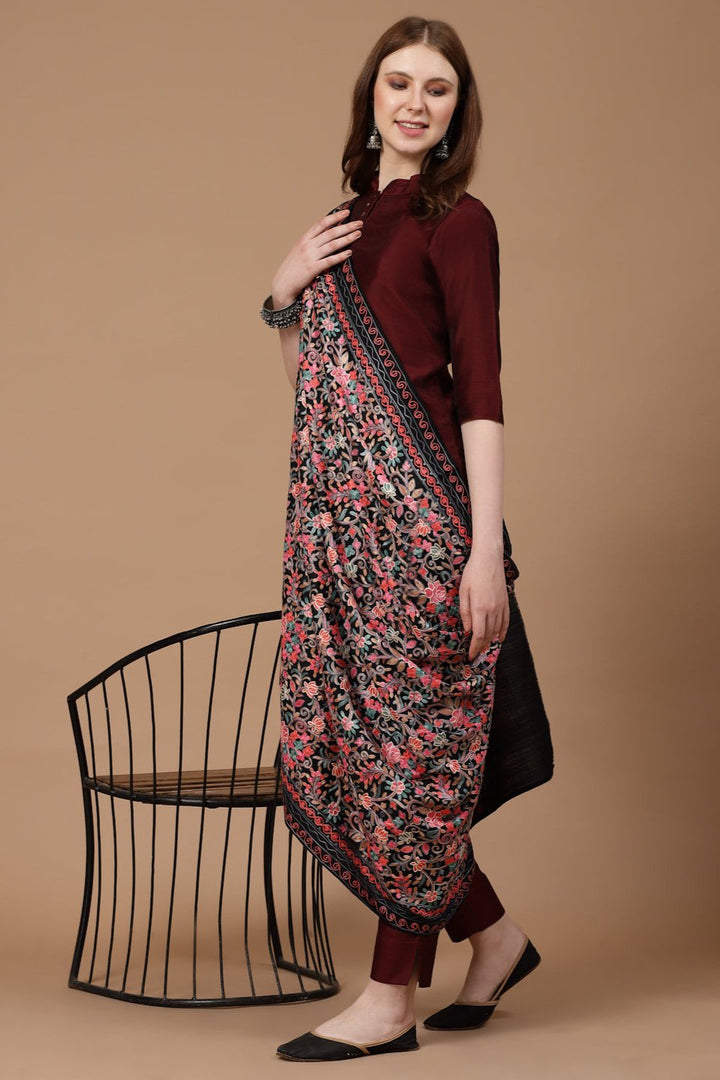 Women's Aari Embroidery Wool Shawl