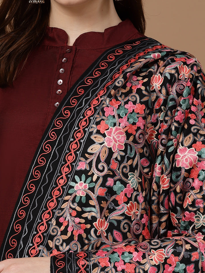 Women's Aari Embroidery Wool Shawl