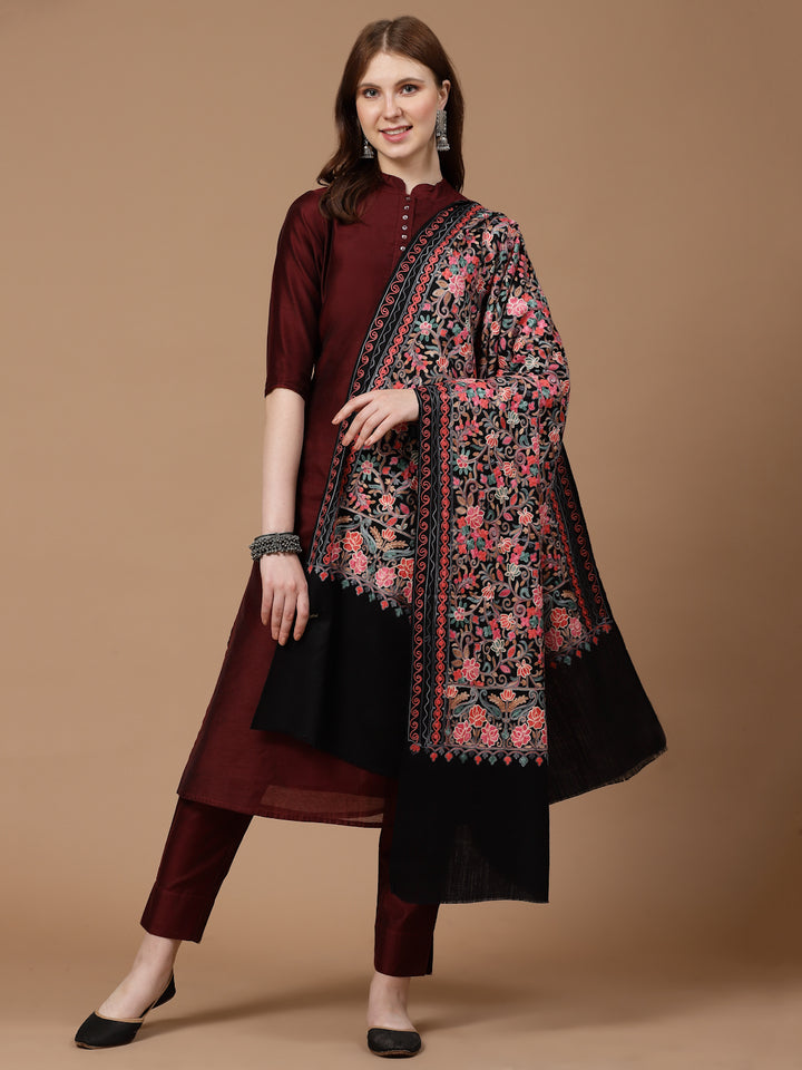 Women's Aari Embroidery Wool Shawl
