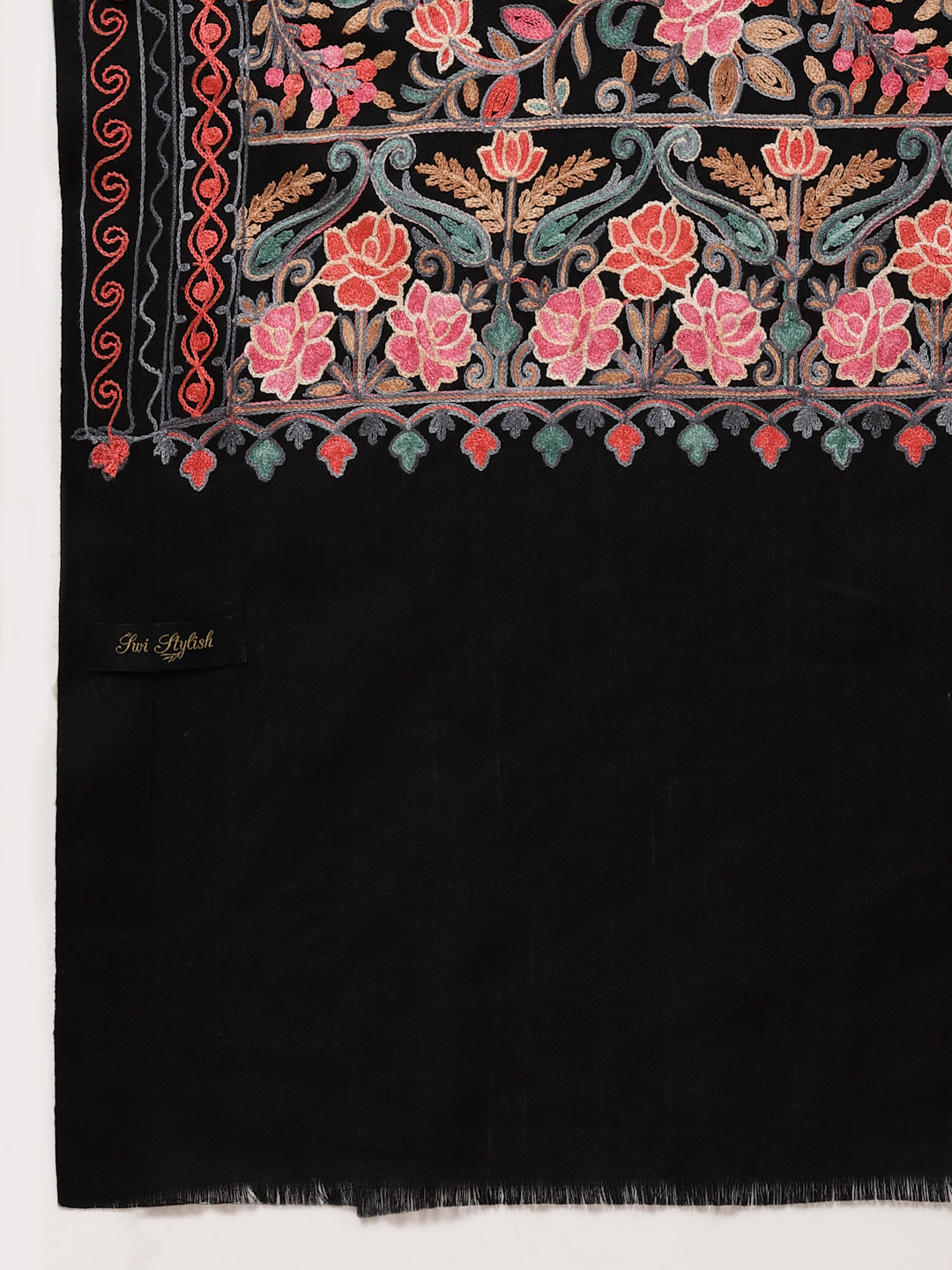 Women's Aari Embroidery Wool Shawl