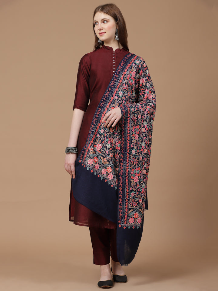 Women's Aari Embroidery Wool Shawl