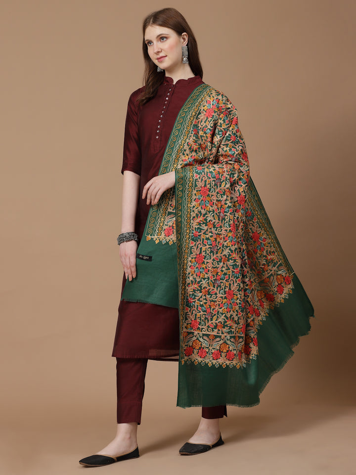 Women's Aari Embroidery Wool Shawl