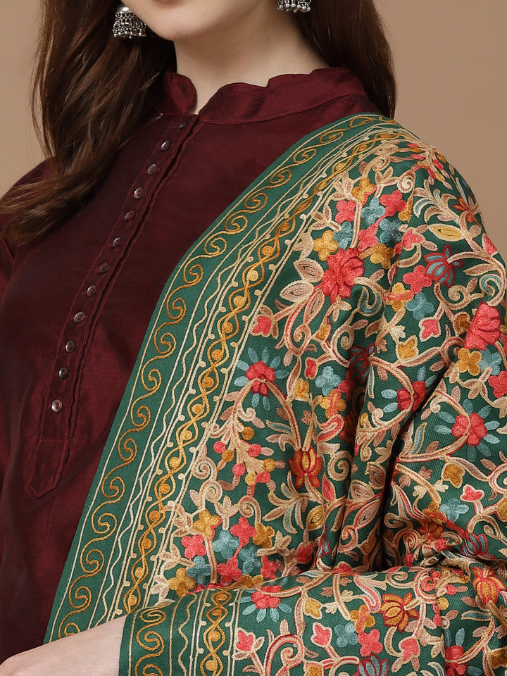 Women's Aari Embroidery Wool Shawl