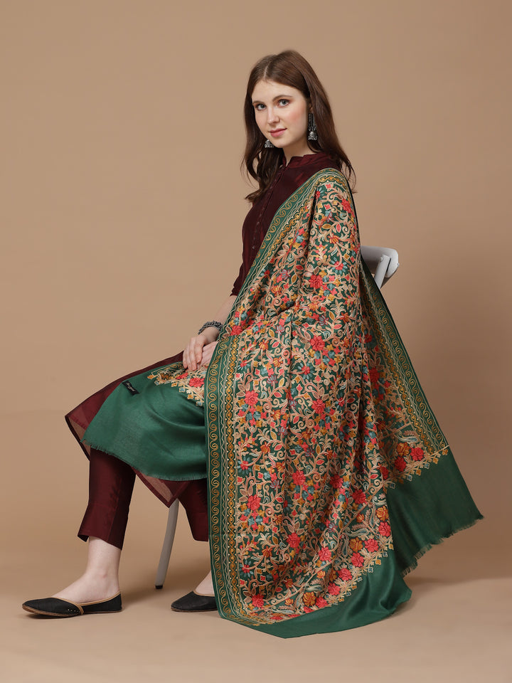 Women's Aari Embroidery Wool Shawl