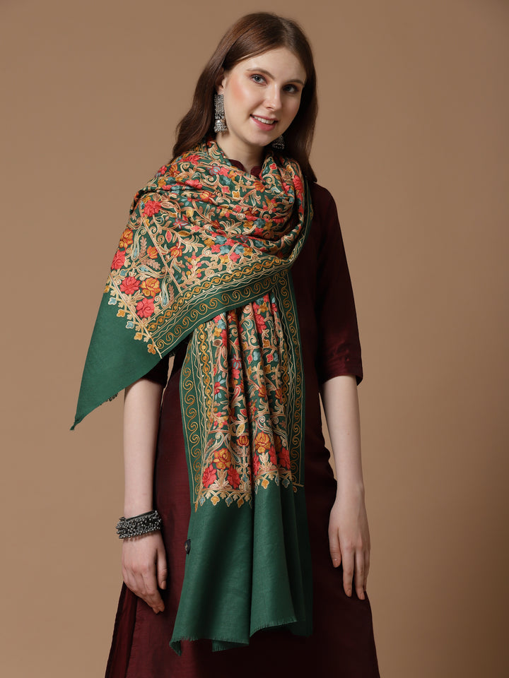 Women's Aari Embroidery Wool Shawl
