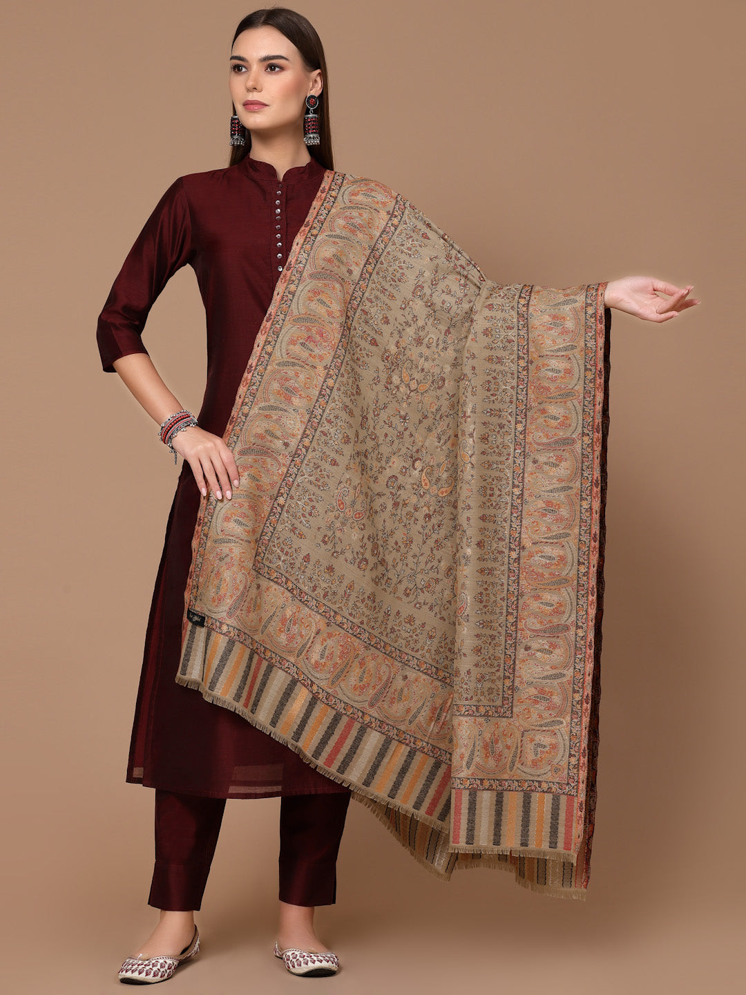 Women's Zari Kani Wool Shawl