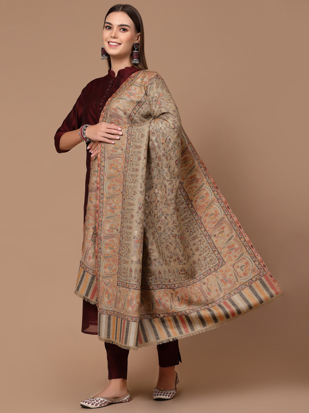 Women's Zari Kani Wool Shawl